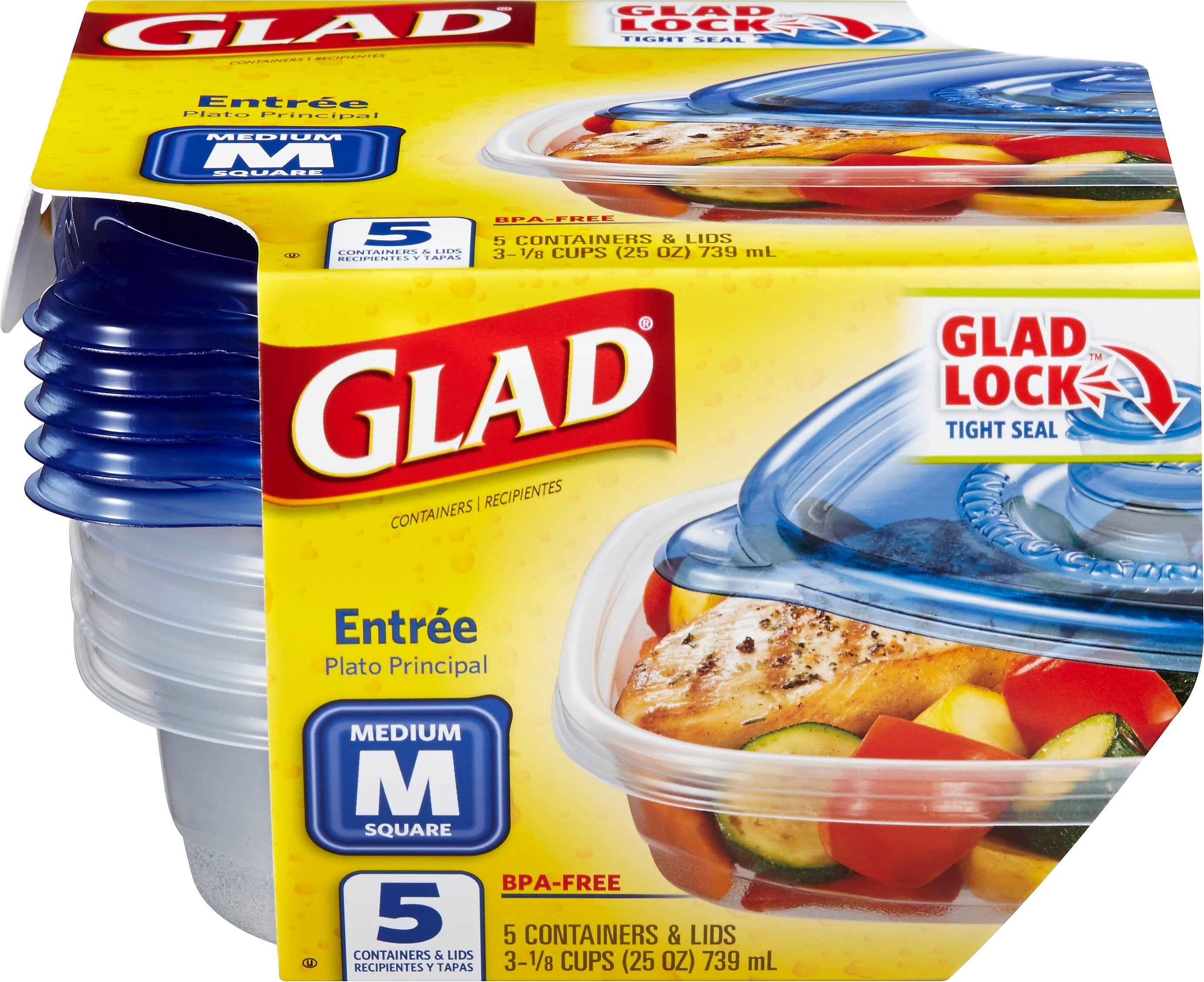 Glad Home Collection Containers, 25 Oz., 5/Pack (79067)