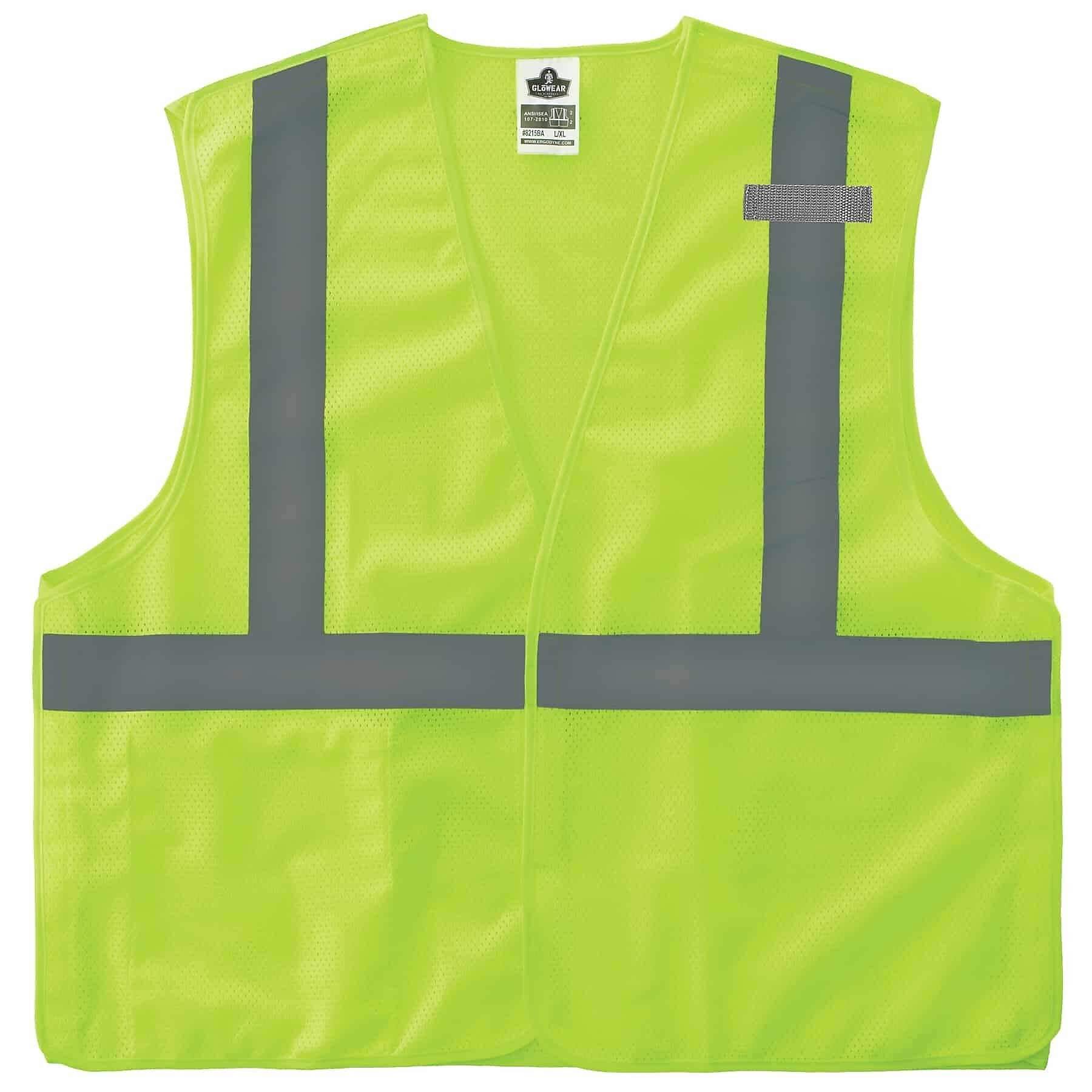 Ergodyne GloWear 8215BA High Visibility Sleeveless Safety Vest, ANSI Class R2, Lime, 2XL/3XL (21077)