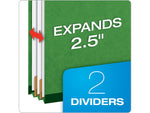 Pendaflex Pressboard Classification Folder, 2-Dividers, 2 1/2" Expansion, Letter Size, Dark Green, 10/Box (24133P)