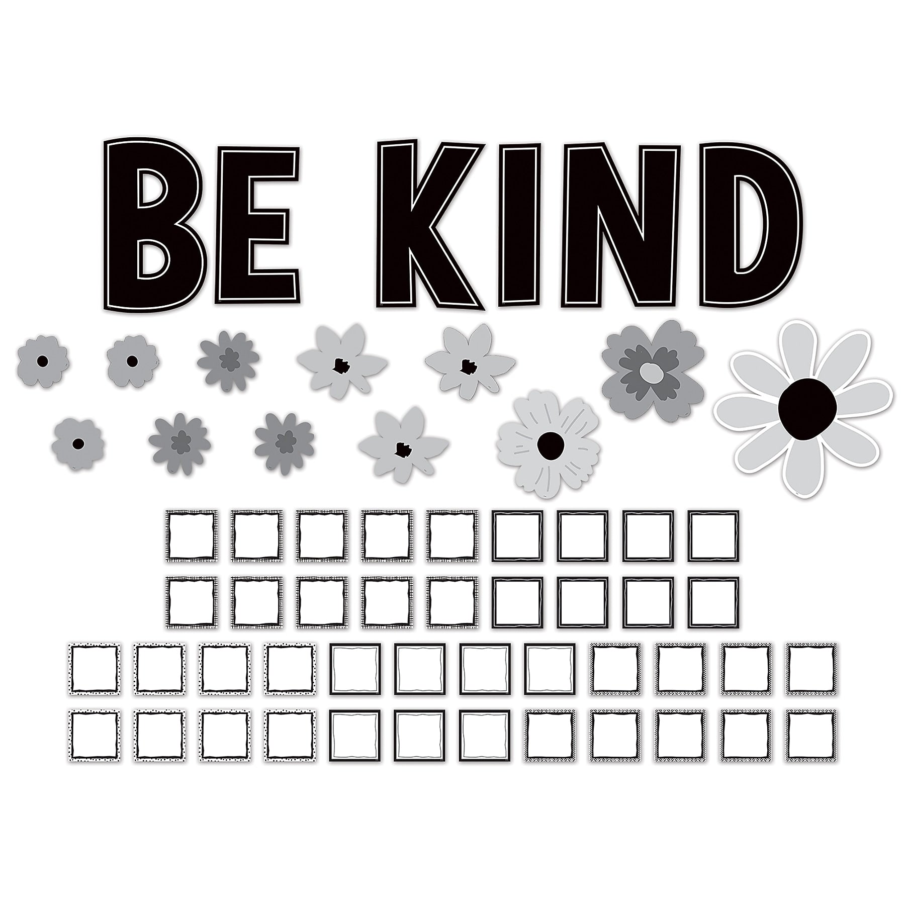 Teacher Created Resources Black and White Floral Be Kind Bulletin Board Set, 60/Set (TCR6801)