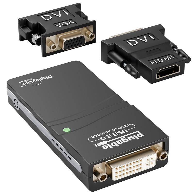 Plugable USB Mini-B to HDMI /DVI/VGA Adapter, Male to Female, Black (UGA-165)