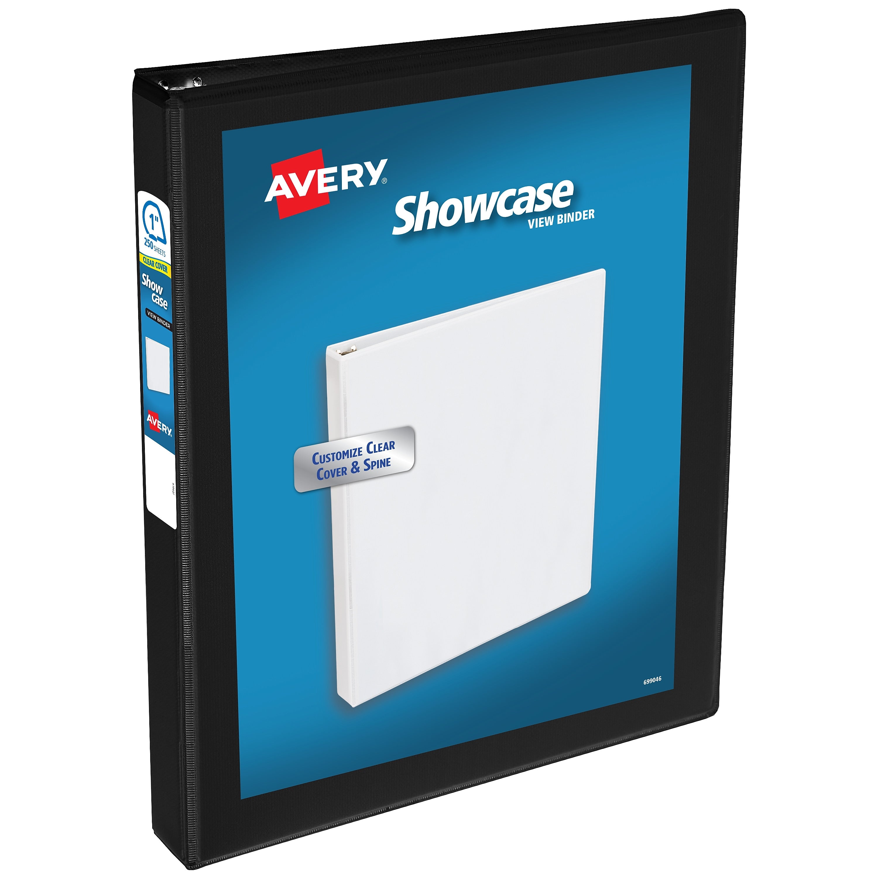 Avery Showcase 1" 3-Ring View Binders, Slant Ring, Black (19600)