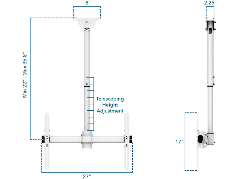 Mount-It! Full-Motion Ceiling TV Mount, 110 lbs. Max. (MI-509B_WHT)