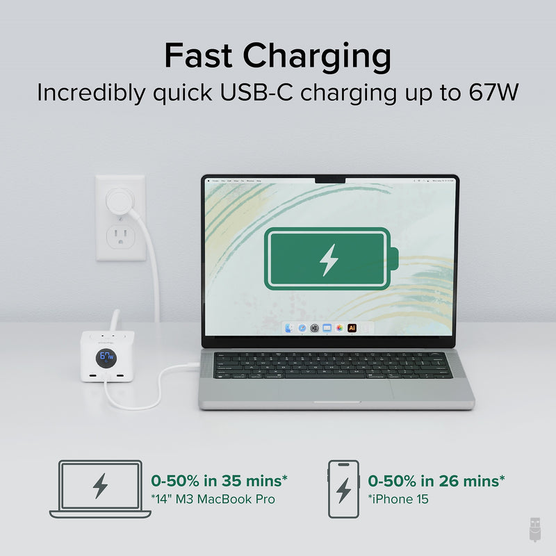 Plugable 67W USB-C Charging Station, White (PS3-METERC3)