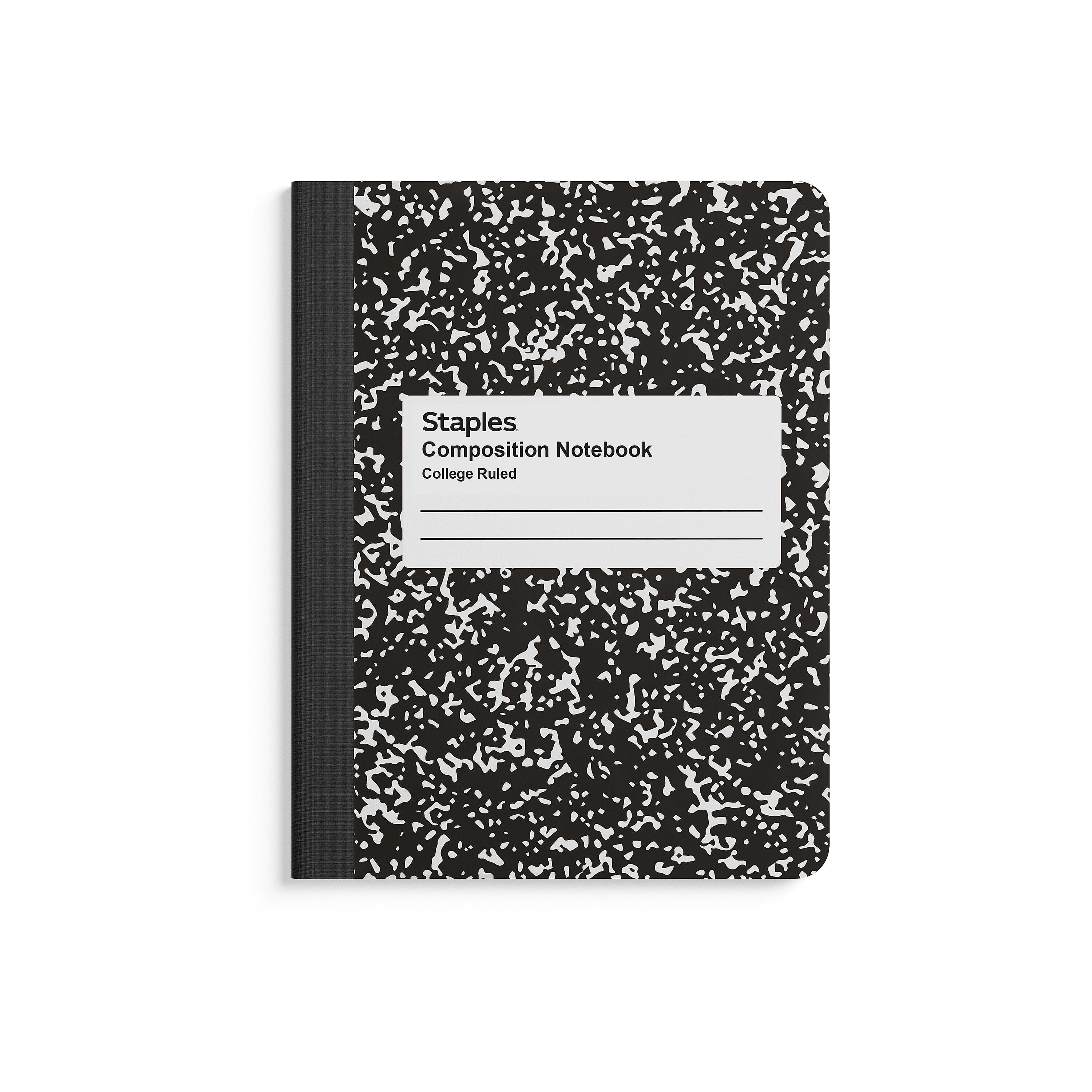 Staples 1-Subject Composition Notebooks, 7.5" x 9.75", College Ruled, 100 Sheets, Black, 4/Pack (ST58371C)