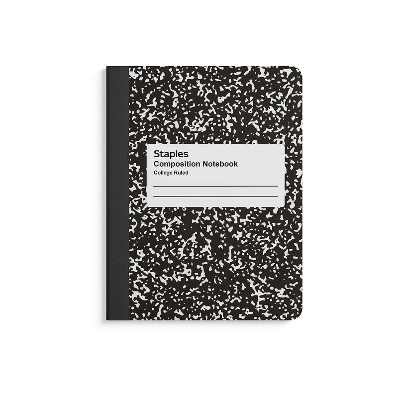 Staples 1-Subject Composition Notebooks, 7.5" x 9.75", College Ruled, 100 Sheets, Black, 4/Pack (ST58371C)