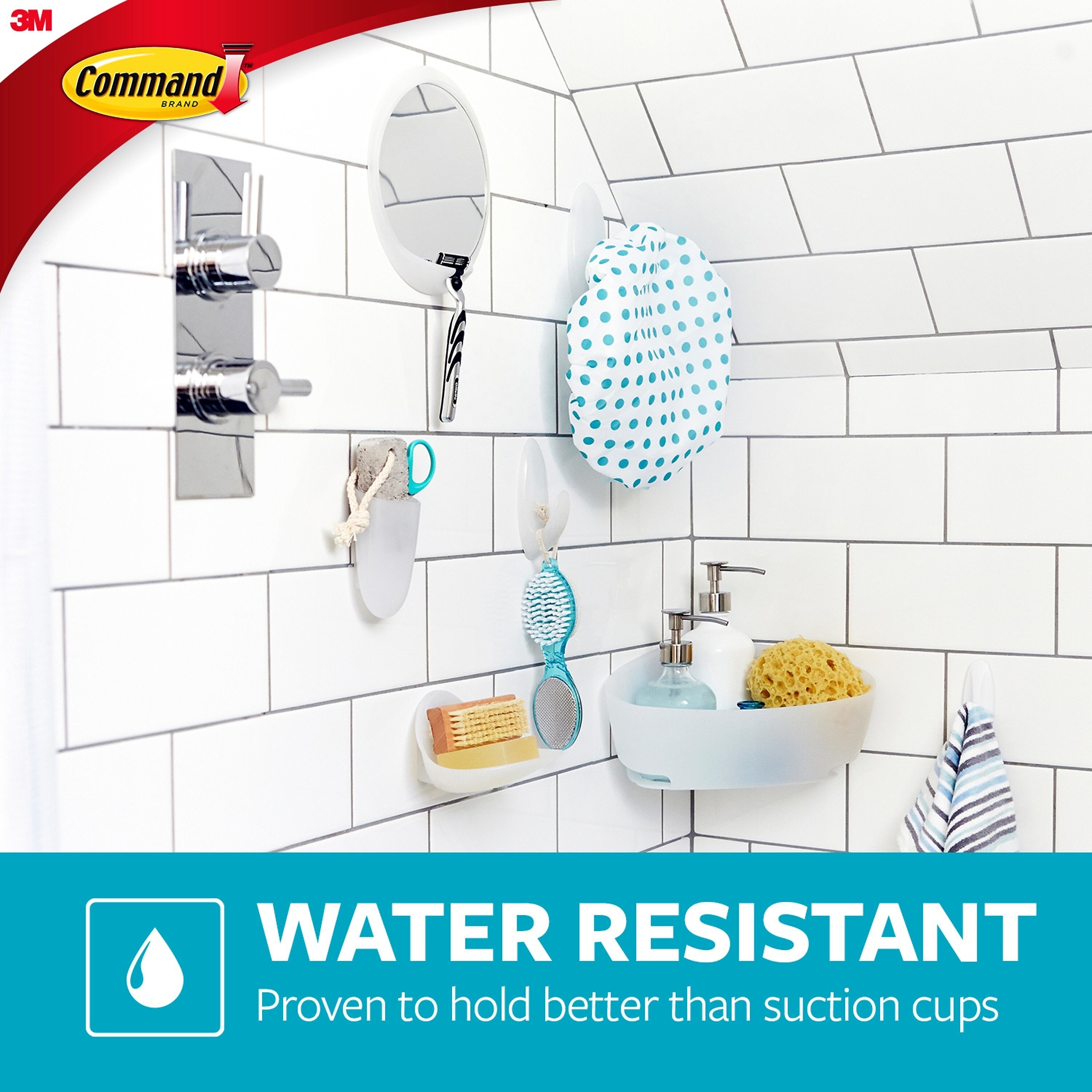 Command Shower Caddy, Clear 1 Caddy, 4 Mounting Bases, 4 Large Strips/Pack (BATH11-ES)