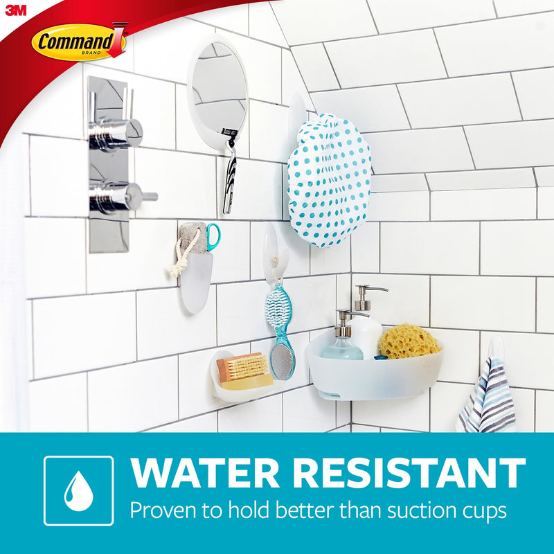 Command Shower Caddy, Clear 1 Caddy, 4 Mounting Bases, 4 Large Strips/Pack (BATH11-ES)