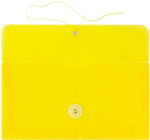 JAM Paper Premium Plastic Filing Envelope with Button & String Closure, 5 1/4" x 10", Yellow, 3/Pack (921B1YEX3)