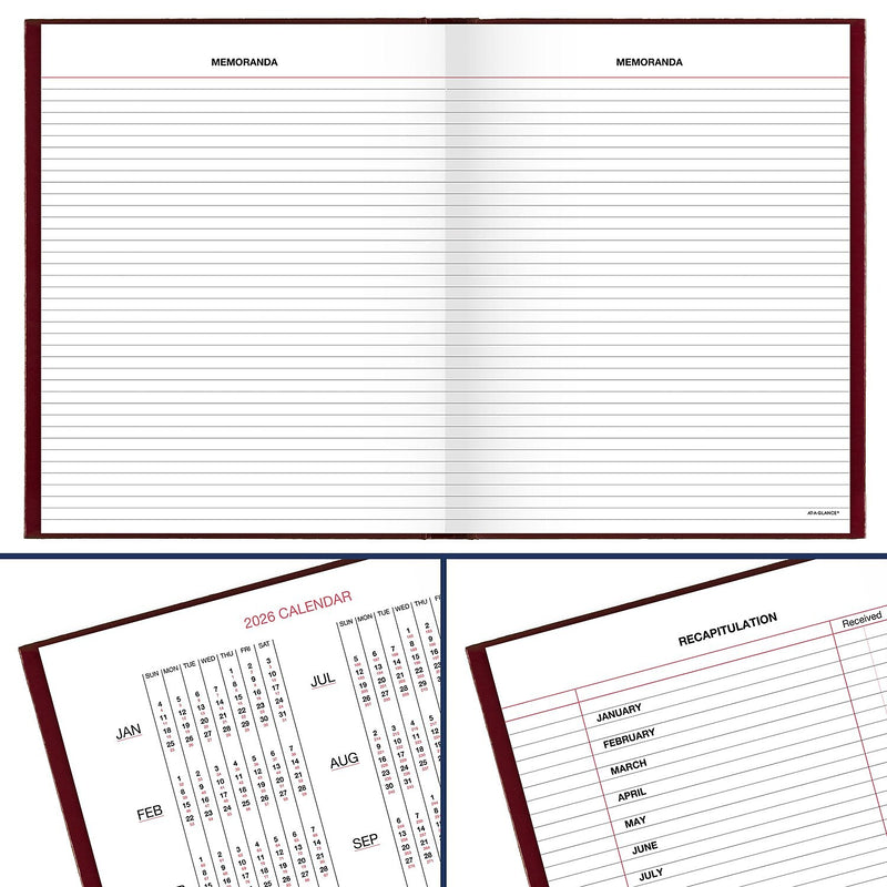 AT-A-GLANCE 2026 Hardcover Diary, 7.5" x 9.5", Ruled, Red (SD374-13-26)