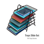 Mind Reader Metal 5-Tier Stackable Paper Desk Tray Organizer, Black, 2/Pack (5TPAP2PK-BLK)