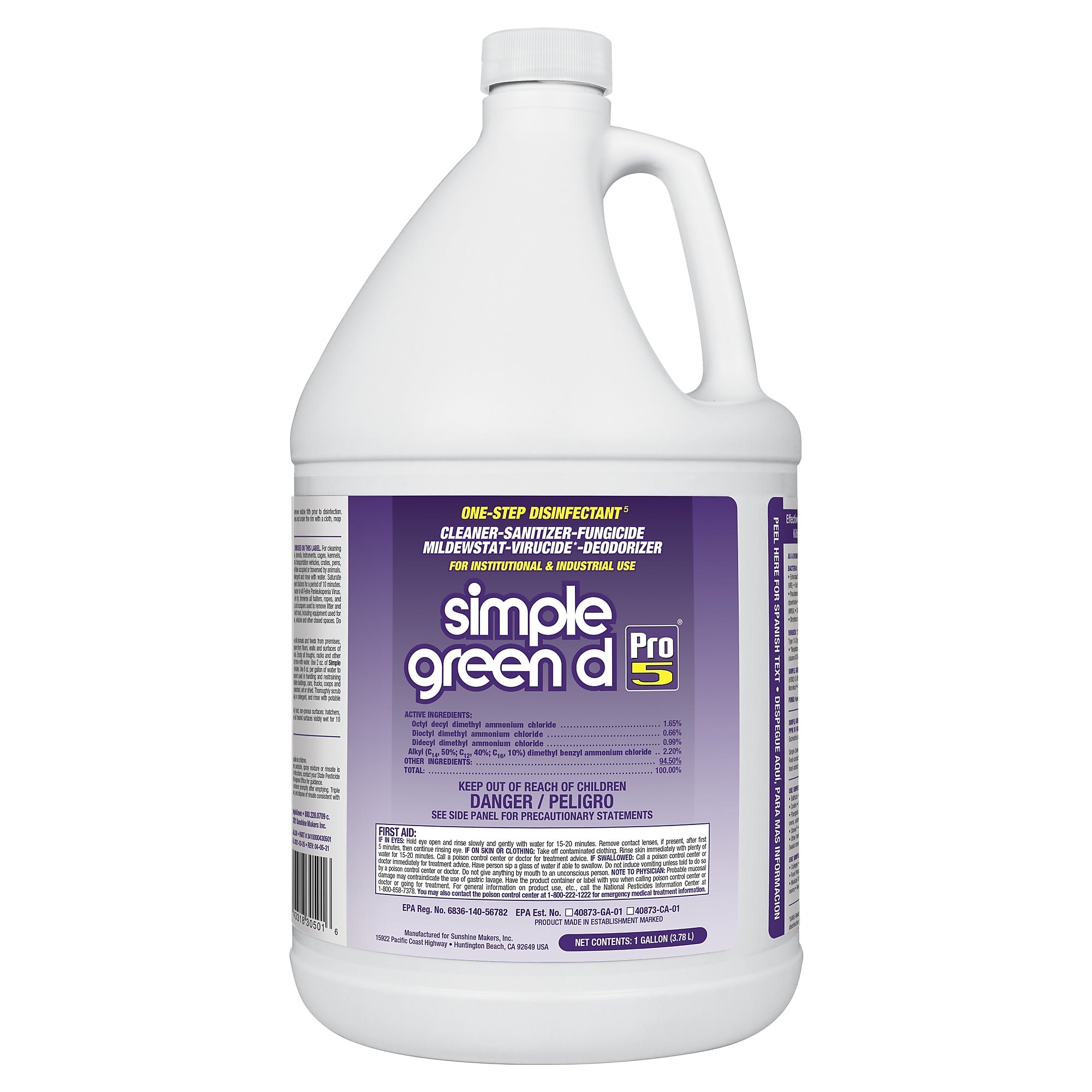 Simple Green Pro 5 Disinfectant All-Purpose Cleaner, Unscented, 1 gal. (SMP30501)