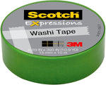 Scotch® Expressions Washi Tape, 0.59" x 10.91 yds., Green (C314-GRN)