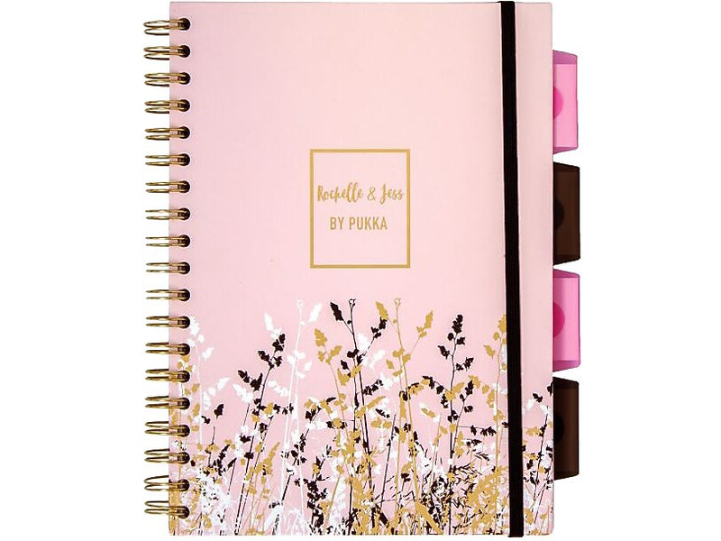 Pukka Pad Rochelle & Jess 5-Subject Subject Notebooks, 6.9" x 9.8", College Ruled, 100 Sheets, Assorted Colors, 3/Pk (9447-ROC)