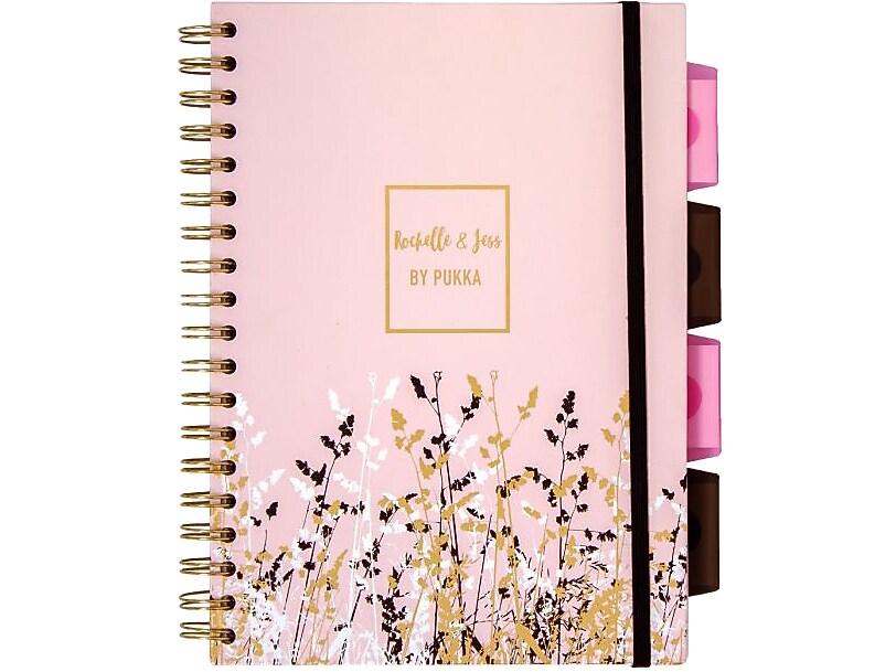 Pukka Pad Rochelle & Jess 5-Subject Subject Notebooks, 6.9" x 9.8", College Ruled, 100 Sheets, Assorted Colors, 3/Pk (9447-ROC)