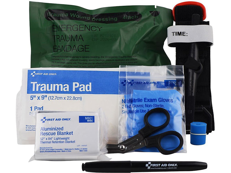 First Aid Only Bleeding Control Kit Fabric Pouch, Limb Wounds, 13 Pieces (91135)