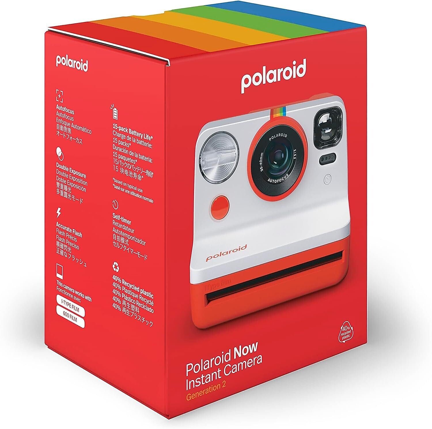 Polaroid Now Generation 2 i-Type Instant Camera, Red (9074)