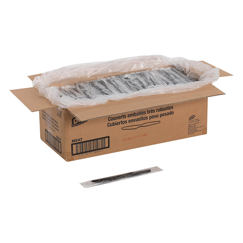 Dixie Individually Wrapped Plastic Knife, Heavy-Weight, Black, 1000/Carton (KH53C7)