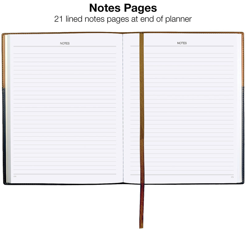 2026 Global Printed Products 8" x 10" Calendar Year Weekly & Monthly Planner, Faux Leather Cover, Black/Brown (NRY26-PKT810-BN)