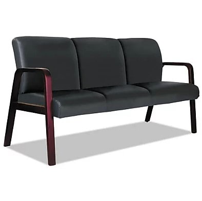 Alera Alera Reception Lounge WL 3-Seat Sofa, 65.75w x 26.13d x 33h, Black/Mahogany (ALERL2319M)