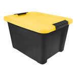 Iris 20 Quart Storage Bin with Latching Lid, Plastic, Black, 6/Pack (500417)
