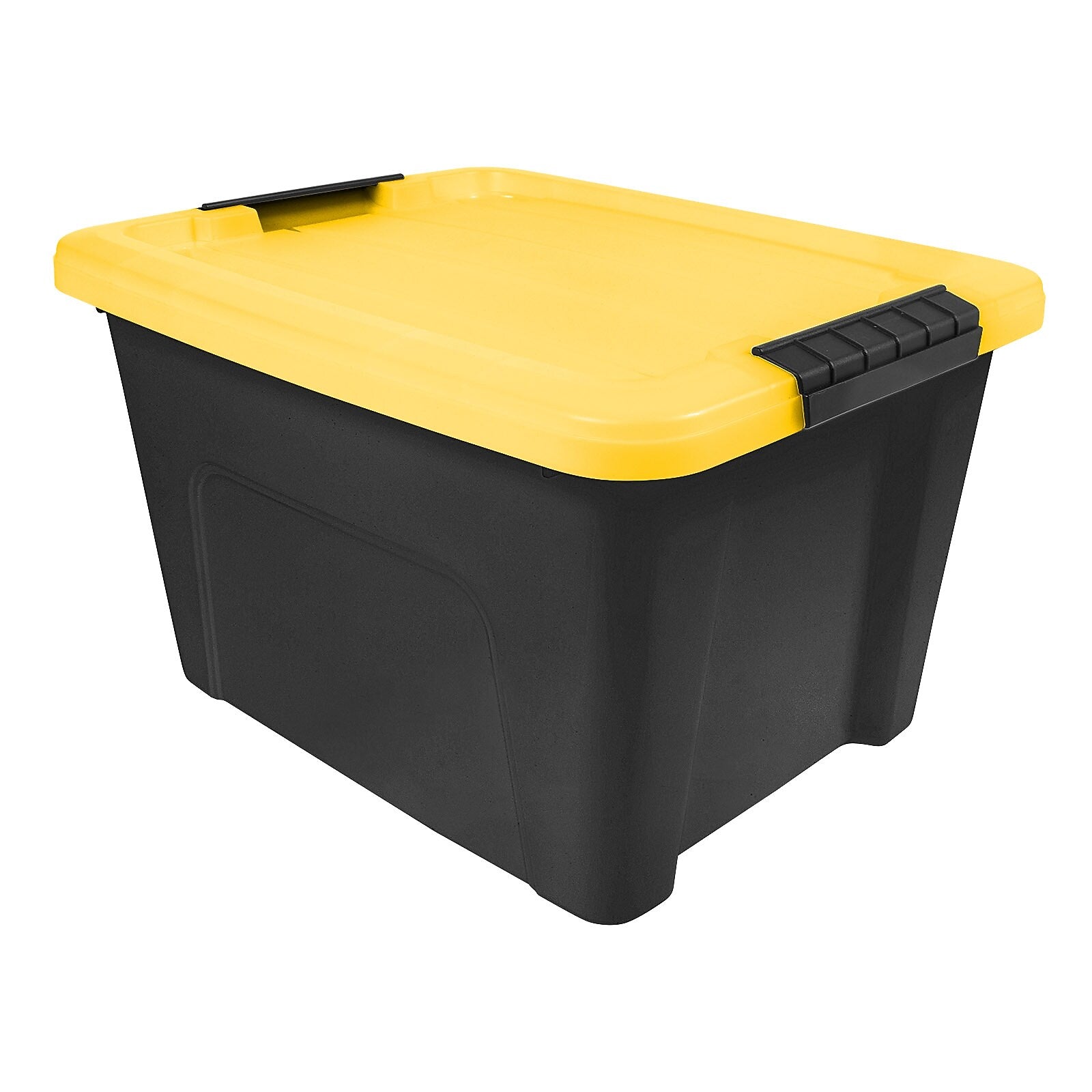 Iris 20 Quart Storage Bin with Latching Lid, Plastic, Black, 6/Pack (500417)