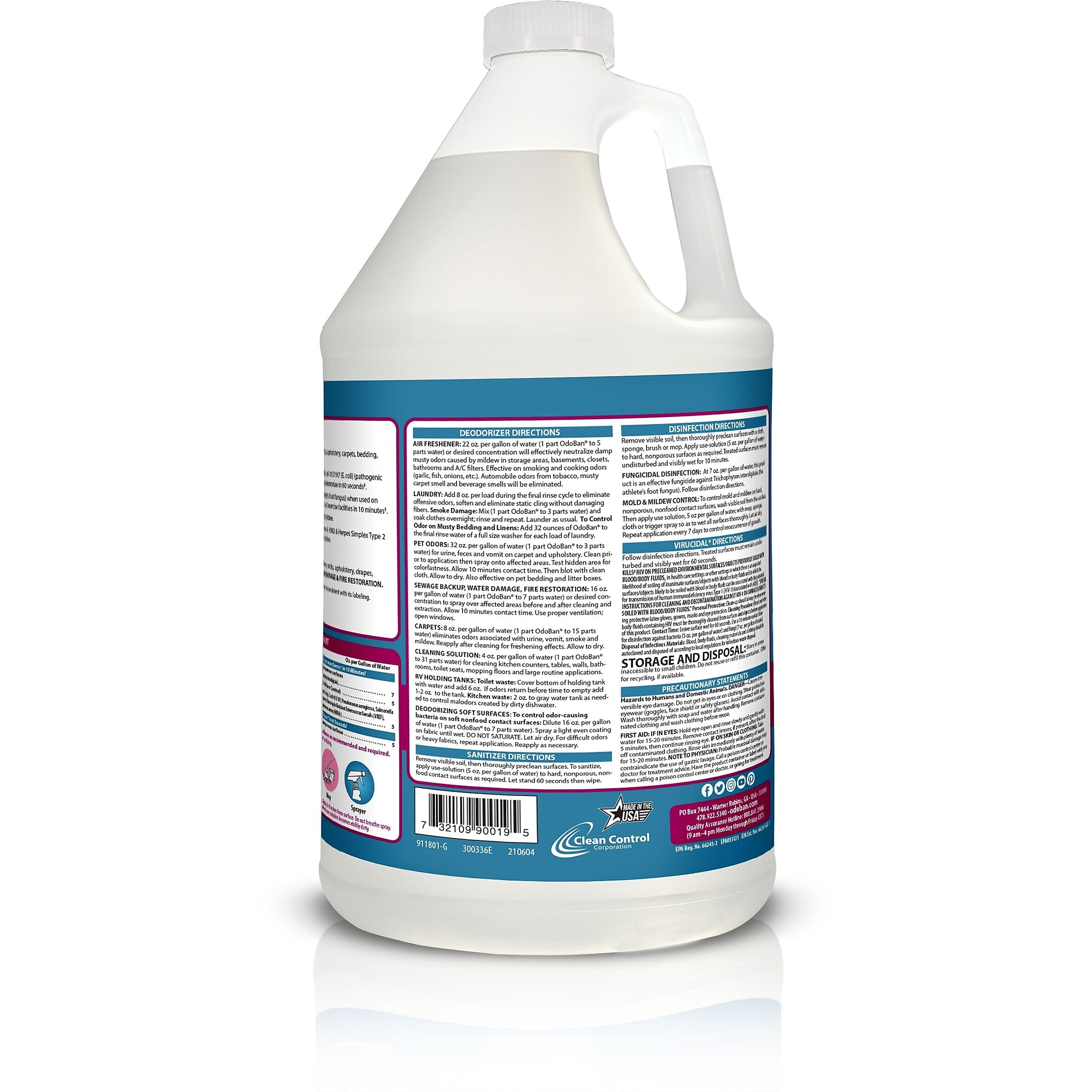 OdoBan Air Freshener & Deodorizer, Cotton Breeze Scent, 1 Gallon (911801-G4)