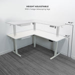 Mount-It! 63"W Electric L-Shaped Corner Adjustable Standing Desk, White/White (MI-15011)