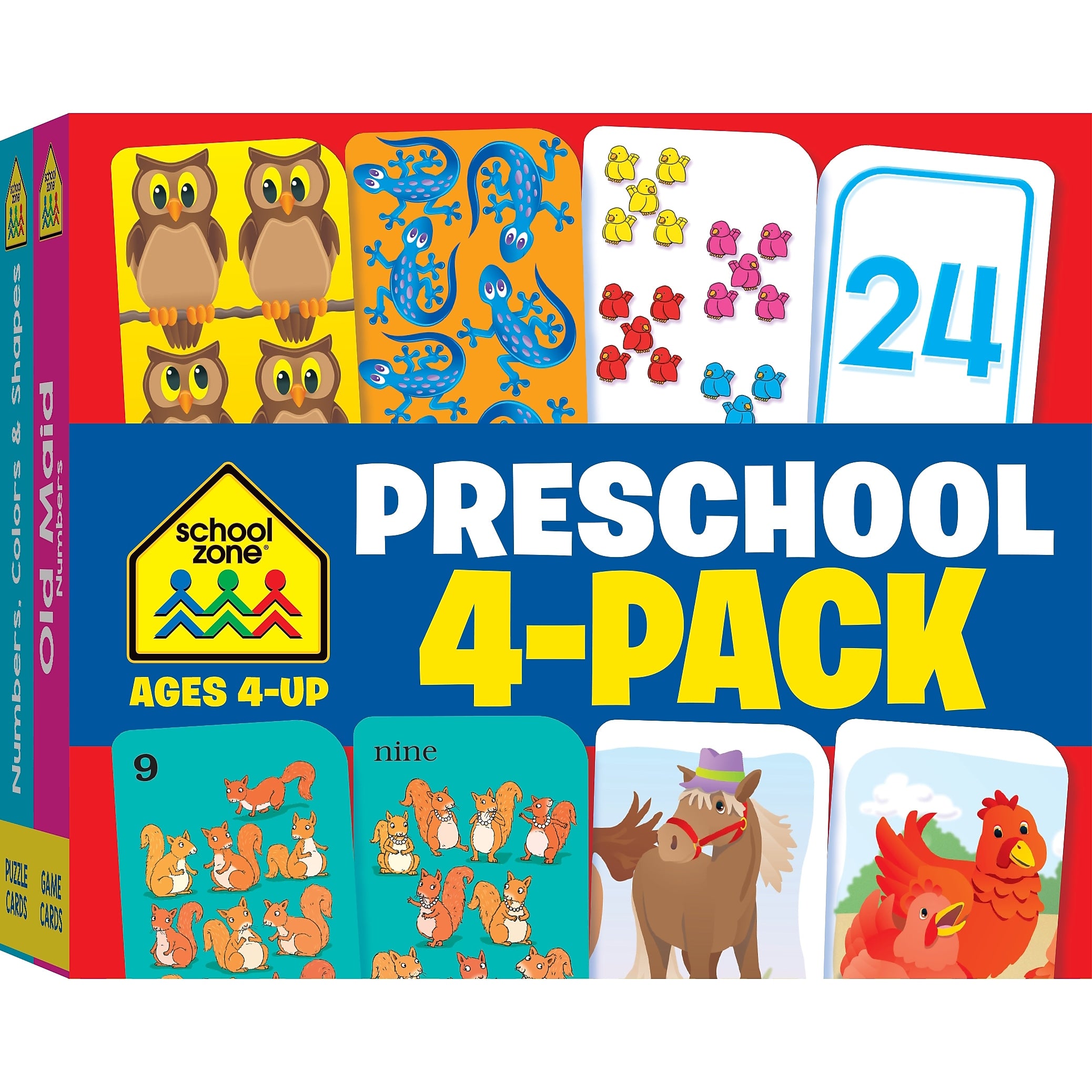 School Zone PreSchool Multi-Pack Flash Cards, 4/Pack (SZP04044)