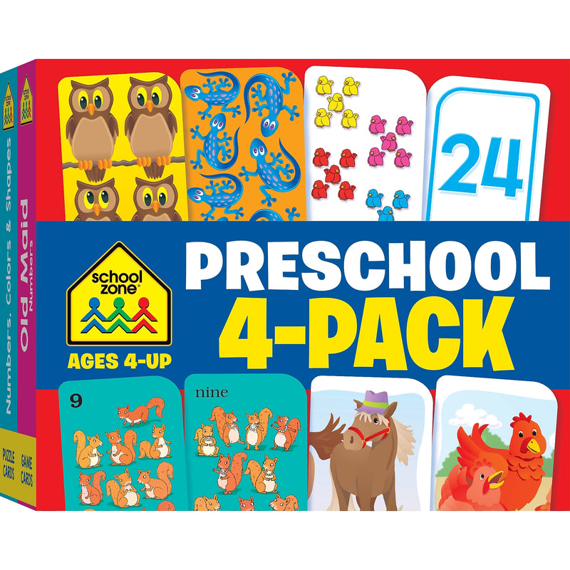 School Zone PreSchool Multi-Pack Flash Cards, 4/Pack (SZP04044)