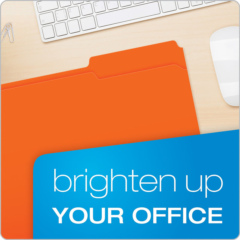 Pendaflex File Folder, 1-Tab, Assorted, Legal Size, Orange, 100/Box (R153 1/3 ORA)