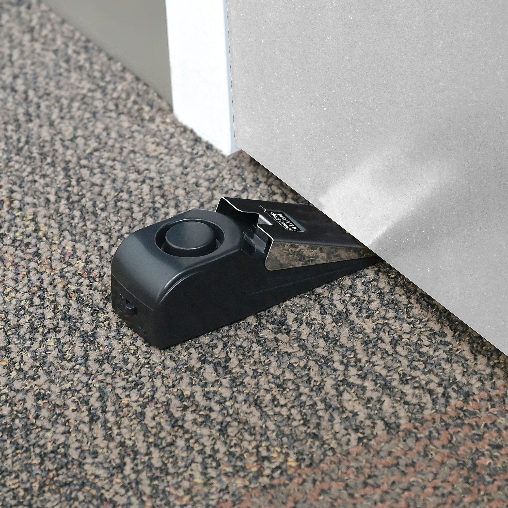 Excello Global Products Stainless Steel Doorstop Alarm, Black/Silver (SPLS-TRVL-0004)