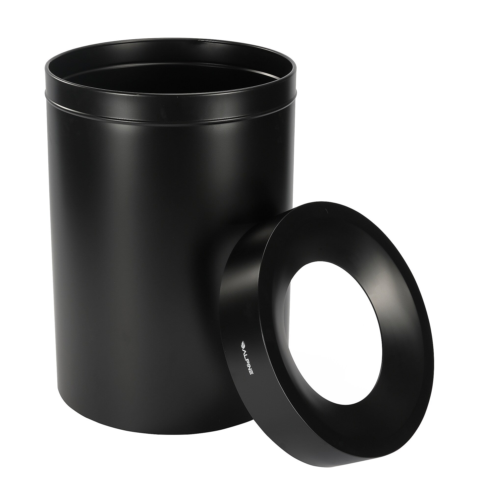 Alpine Industries Stainless Steel Trash Can, 50 Gallon, Black (ALP475-50-BLK)