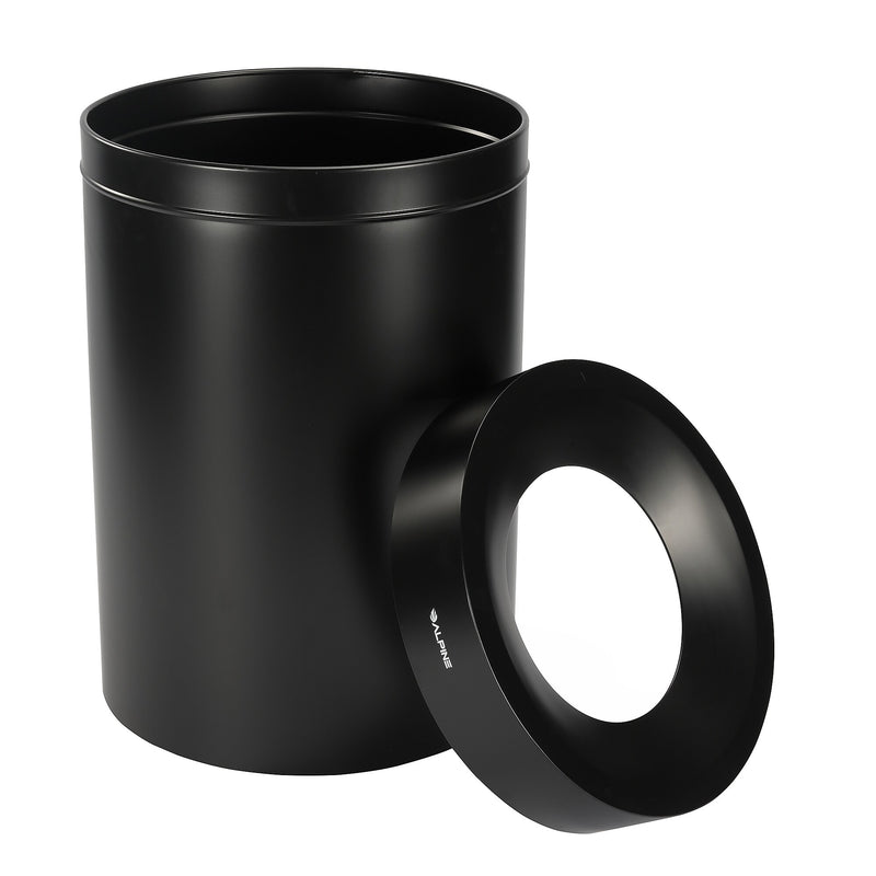 Alpine Industries Stainless Steel Trash Can, 50 Gallon, Black (ALP475-50-BLK)