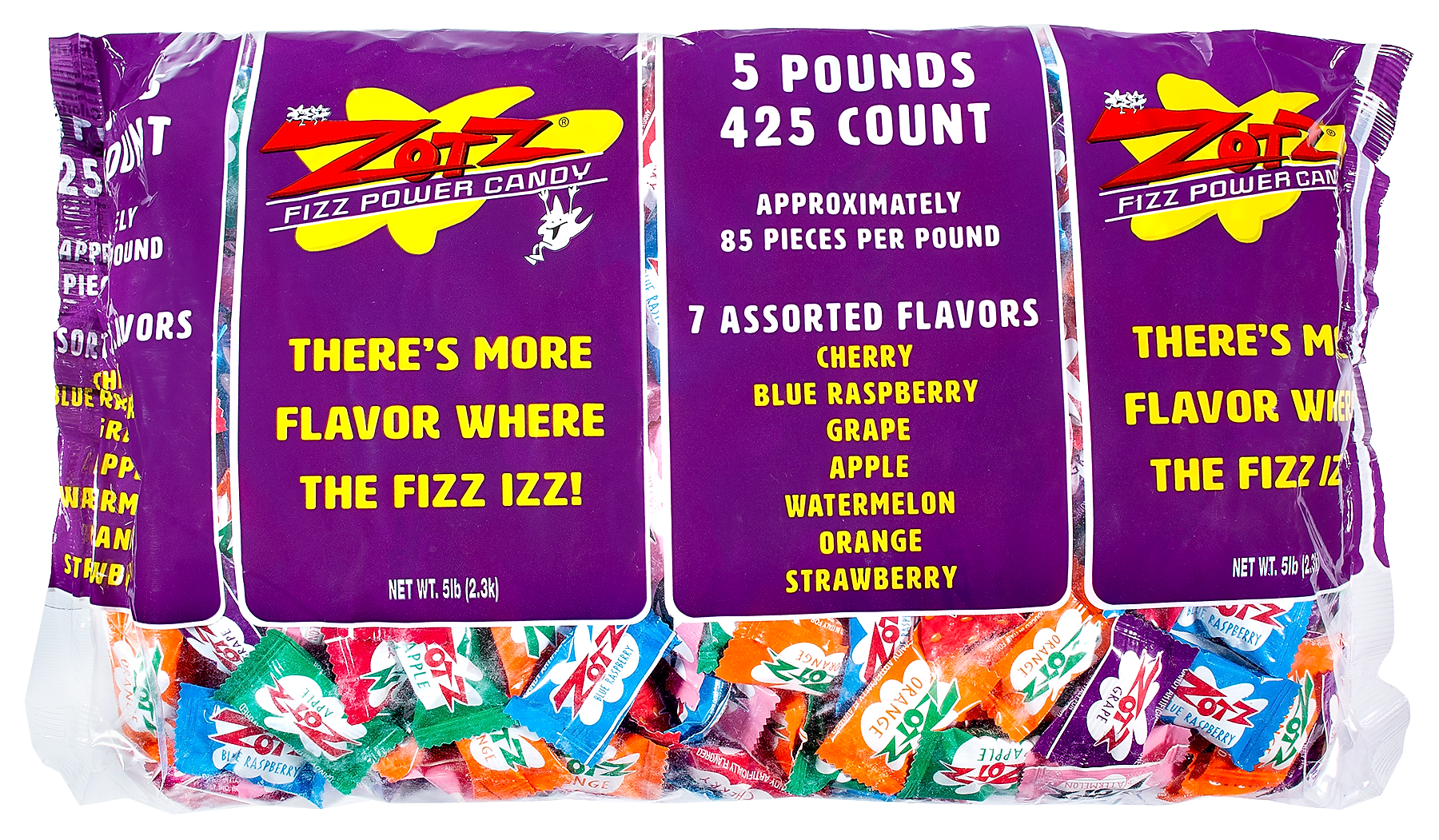 Zotz Fizz Power Candy Hard Candy, Assorted Flavors, 5 lbs., 425 Pieces (293-00001)