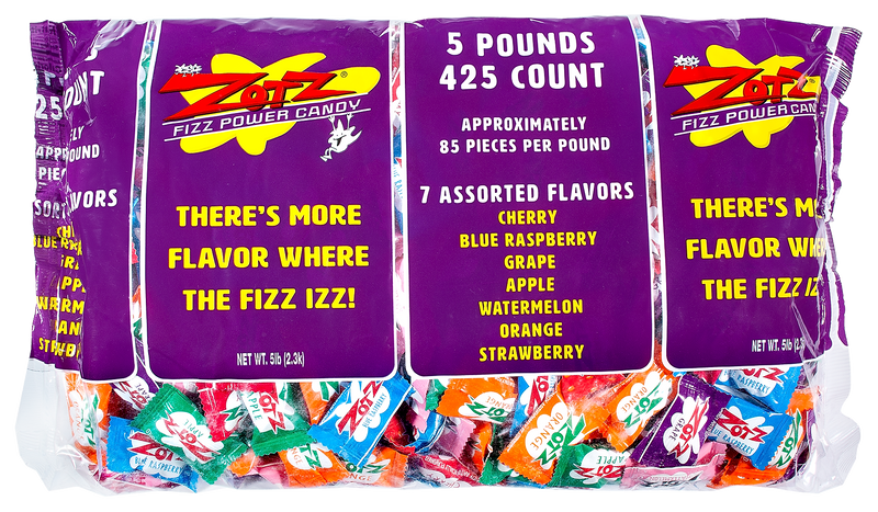 Zotz Fizz Power Candy Hard Candy, Assorted Flavors, 5 lbs., 425 Pieces (293-00001)