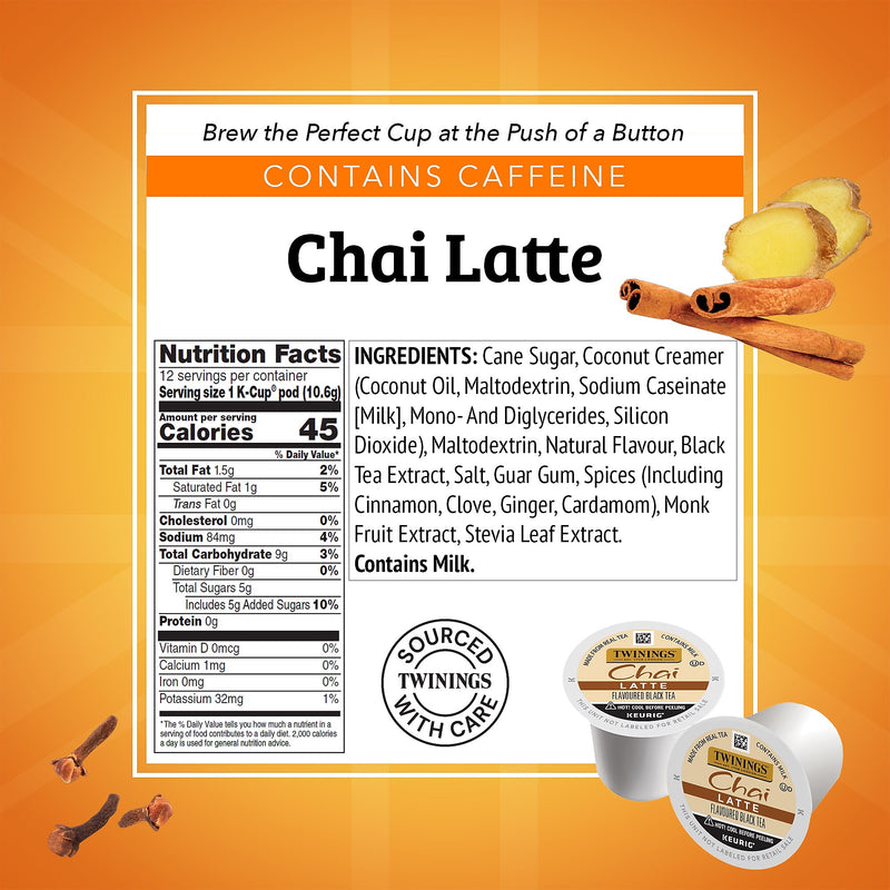 Twinings Chai Latte Black Tea, Keurig® K-Cup® Pods, 22/Box (TNA78919)
