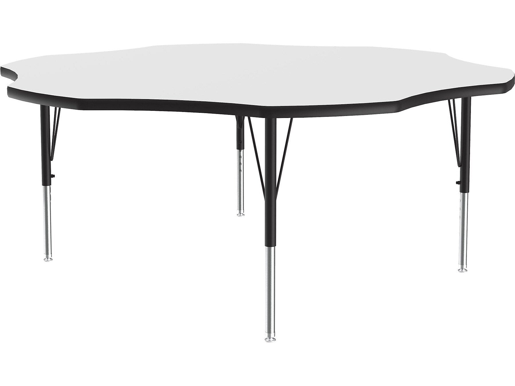 Correll 60" Flower-Shaped Activity Table, Height-Adjustable, Frosty White/Black (A60DE-FLR-80)