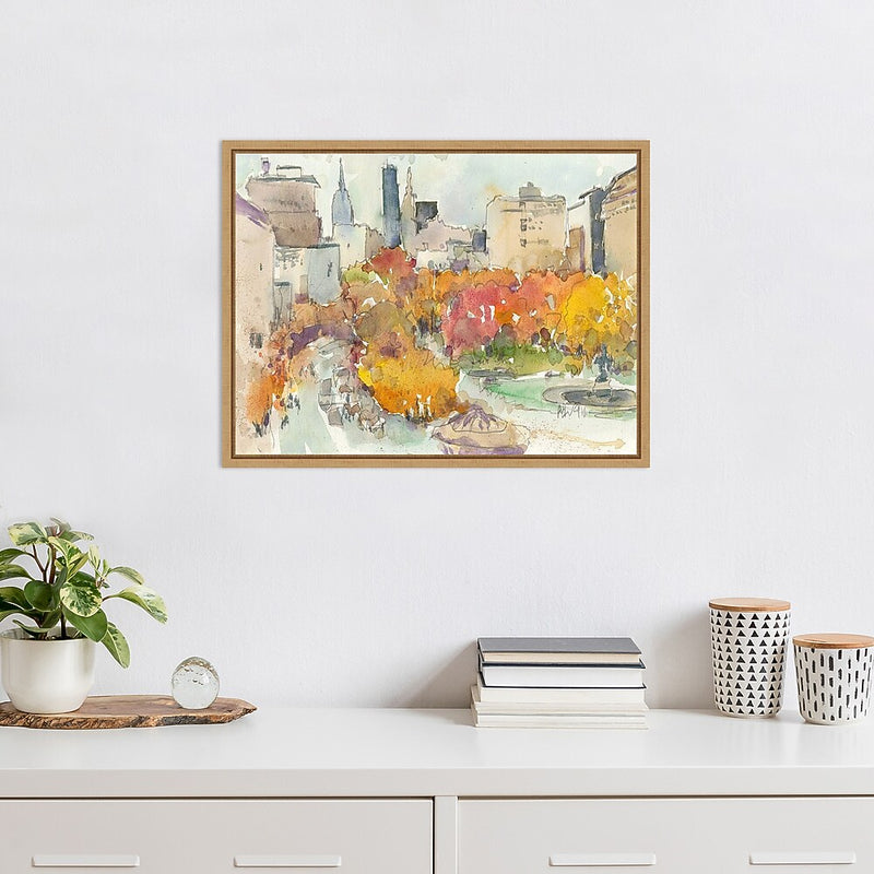 Amanti Art Autumn in New York - Study III by Samuel Dixon Framed Canvas Wall Art Print, 24" x 18" (A42675322611)