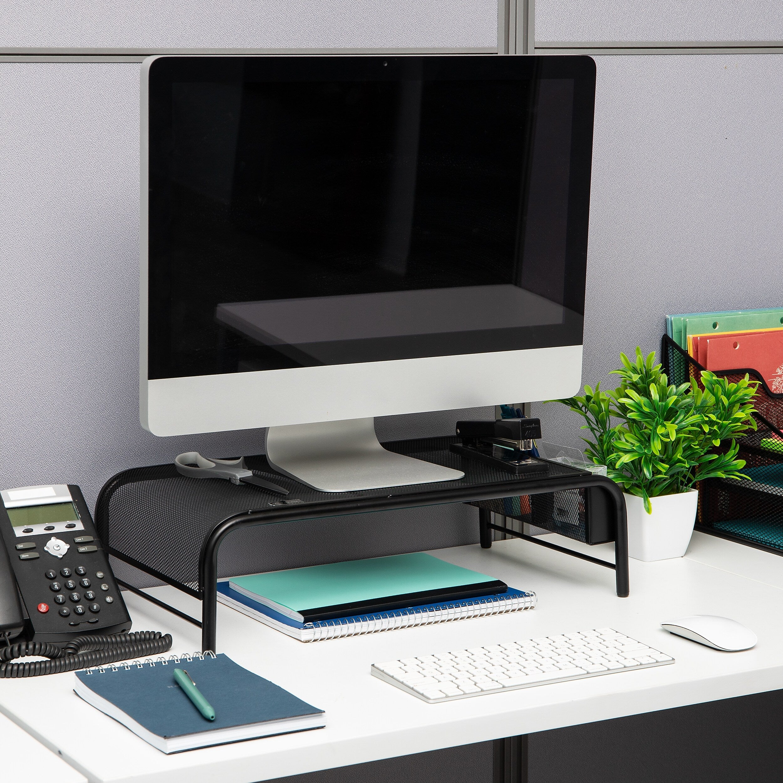 Mind Reader Ventilated Monitor Stand, Up to 24" Monitor, Black (MESHM-BLK)