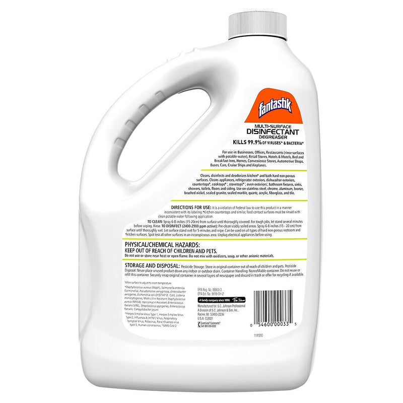 Fantastik Multi-Surface Disinfectant Degreaser, Fresh Scent, 1 gal., 4/Carton (311930)