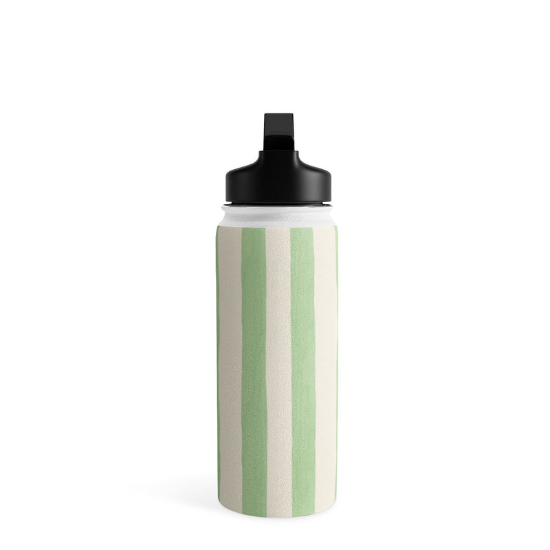 DENY Designs Spring Stripe II by Avenie Stainless Steel Double Wall Insulated Water Bottle, 18 oz., Green/White (88752-WBTL05)