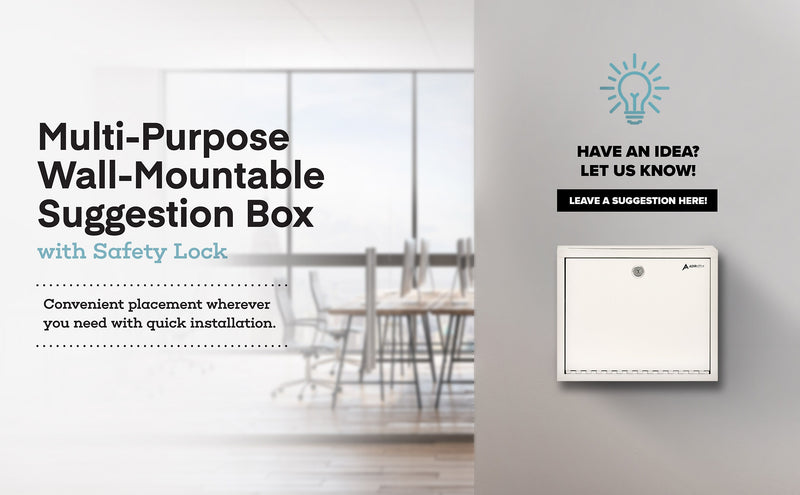 Adiroffice Steel Multipurpose Large Size Suggestion Drop Box Interoffice Mailbox, White (631-03-WHI)