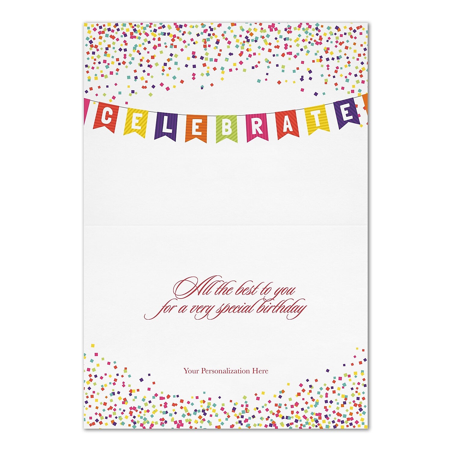 "Banner Birthday" Card w/ Silver Lined White Envelope, 25/BX