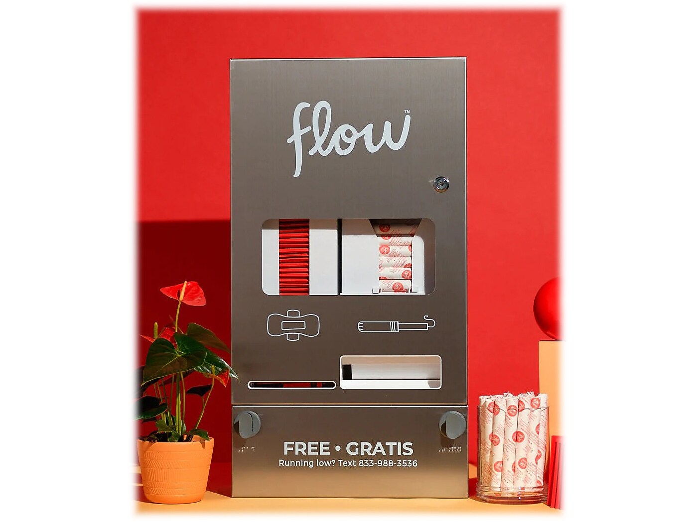 Aunt Flow Model R Stainless Steel Pad/Tampon Dispenser, Silver (AF-DISP-REC-1)