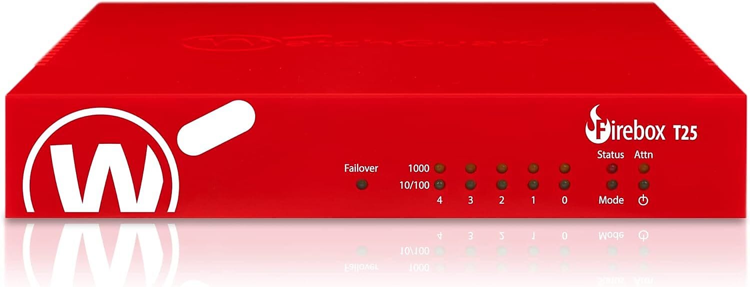 WatchGuard Firebox T25 Network Security/Firewall Appliance, Red, (WGT25003)