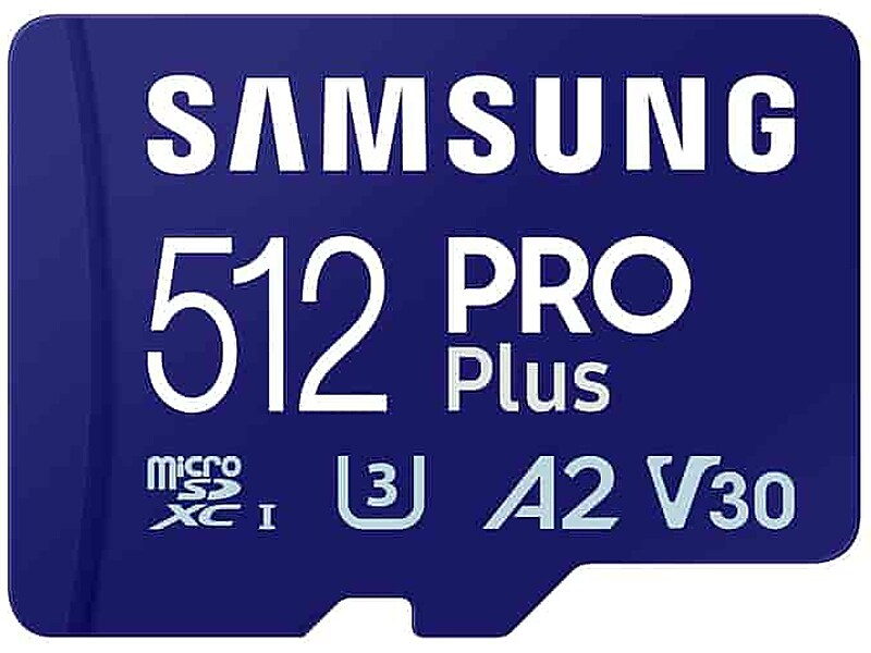 Samsung PRO Plus 512GB microSDXC Memory Card with Adapter, Class 10, UHS-I, V30 (MB-MD512SA/AM)