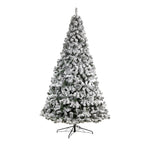 Nearly Natural 10-ft Flocked West Virginia Fir Artificial Christmas Tree with 800 Clear LED Lights and 1680 Tips (T3381)