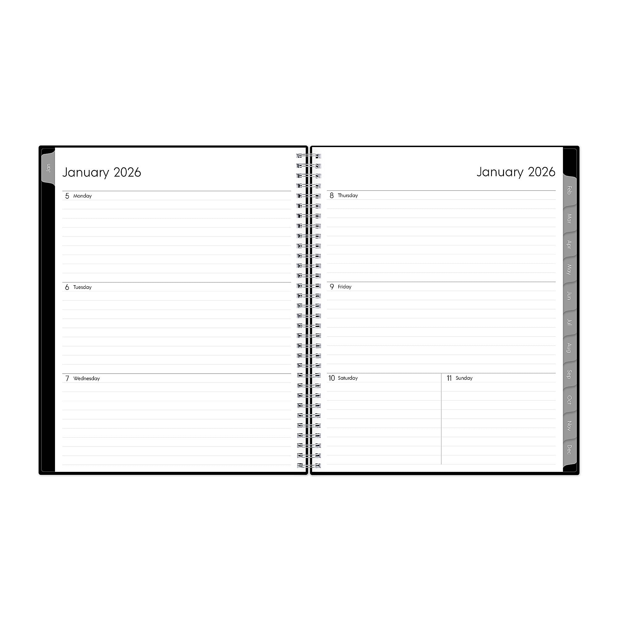 2026 Blue Sky Enterprise 8.5" x 11"  Weekly & Monthly Planner, Plastic Cover, Black (111288-26)