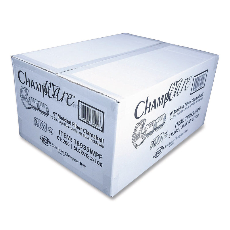SCT ChampWare Clamshell Containers, 9" x 9" x 3", 100/Sleeve, 2 Sleeves/Carton (18935WPF)